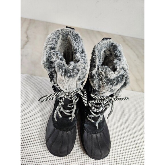 THERMOLITE Women's Thermolite Snow Gray Black Suede Solid Boots Size 1 - Picture 6 of 10